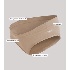 BABYGO® Maternity Knickers | Seamless with Leak Proof Gusset | Under the Bump | Soft and Stretchy | Low Rise for Pregnancy and Postpartum (UK, Alpha, L, Regular, Regular, Standard, Nude)