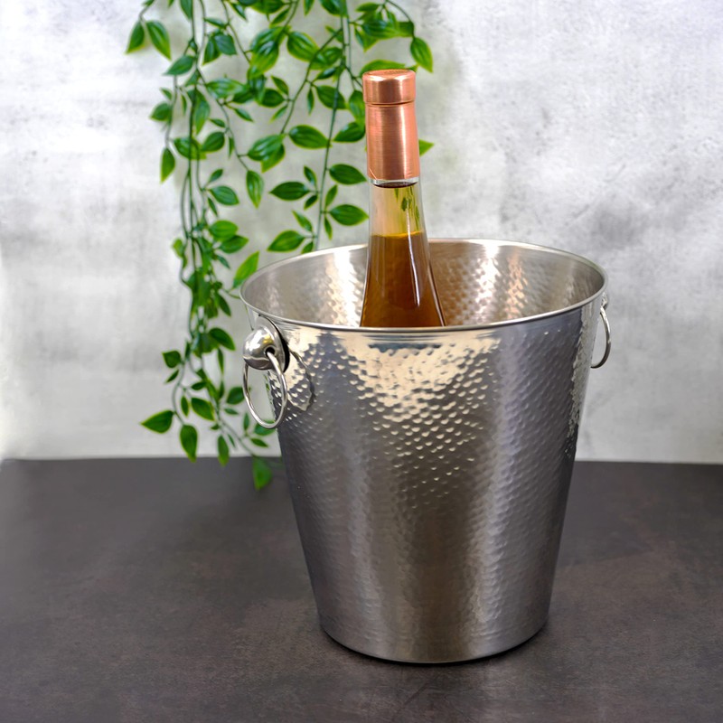 Ice Bucket Hammered Stainless Steel Drink Wine Party Chiller Champagne