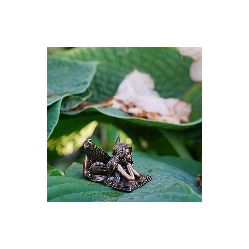Top Collection 4386 Miniature Garden & Terrarium Fairy Reading Statue,