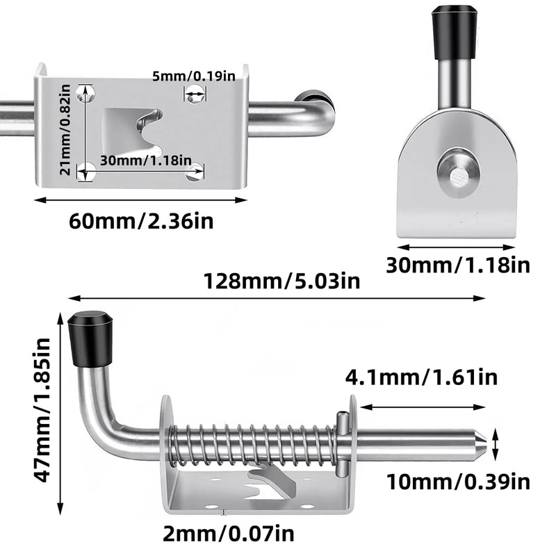 Hazrcvr Pack of 2 Spring Latch Gate Latch 304 Stainless
