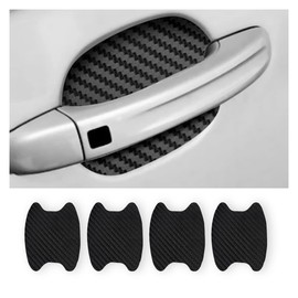 Pack of 4 Carbon Fibre Anti-Scratch Car Door Handle Protector Car Door Handle Protector No Spur Universal for Most Car Door Handles (Black)