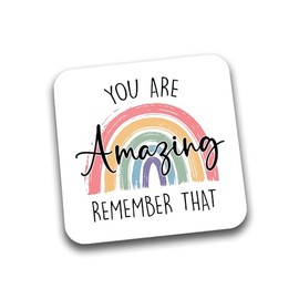 Rib Ticklerz - Friendship Coaster Birthday Gifts You Are Amazing Remember That Work Bestie Friends Colleague Employee Thank You Gift Positivity Rainbow - DC295