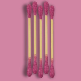 RS ESSENTIAL'S BY LV: Aesthetic Cotton Swabs Sticks Ear Swabs Bamboo swabs 200 Count Cotton Buds In 5 Colorful Colors (Hot Pink)