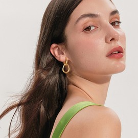 14K Gold Plated Sterling Silver Eearrings for Women Chunky Gold Hoops Earrings for Women Paperclip Chain Link Earring Double Teardrop Hoop Dangle Earring Hypoallergenic