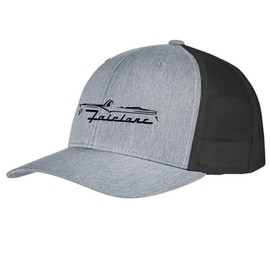 1955 1956 Ford Fairlane Convertible Fully Embroidered Yupoong 6606 Snapback Trucker Fitted Cap Heather/Black