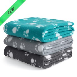wometo eco Set of 3 Animal Blankets Dog Blanket Made from 100% Recycled Material + Oeko-Tex Tested, 3 Pieces 70 x 100 cm, Grey, Dark Grey and Turquoise
