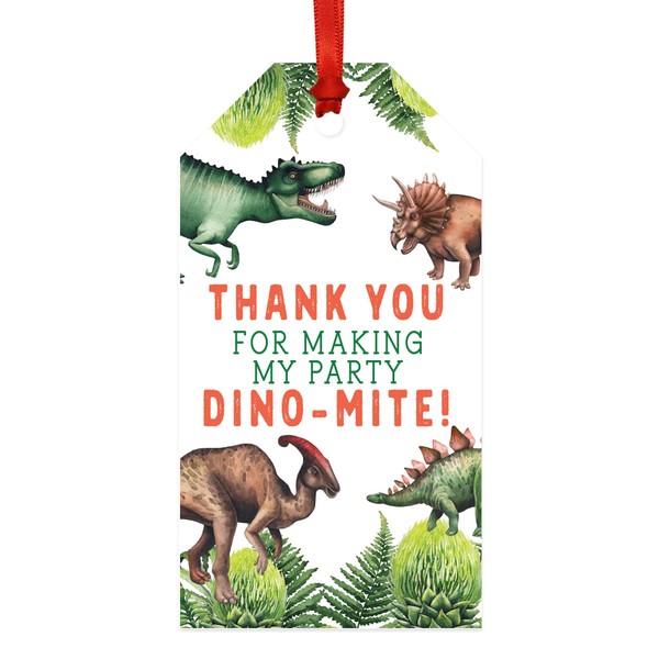 Andaz Press Dinosaur Birthday Party Collection, Classic Gift Tags, Thank You for Making My Party Dino-Mite!, Dino Childrens Party, Kids Dino Jungle Theme Party, Dinosaur Decorations, 20- Pack