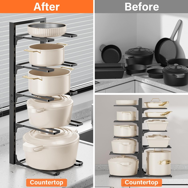 MUDEELA 10-Tier Pots and Pans Organizer under Cabinet, Heavy Duty