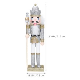 PRETYZOOM Nutcracker Soldier Christmas Nutcracker Figure Wooden Nutcracker Figure Soldier for Christmas Party Home Outdoor Decoration (Silver), 30x7.5cm, (JKN144519V78Y2Z)