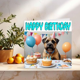 Border Terrier Birthday Card - Fun Dog Bday Card 145 x 145mm