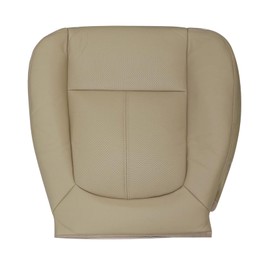 Priprilod Tan Perforated Leather Driver Side Bottom Replacement Seat Cover & Top Lean Back Compatible with Ford F250 F350 F450 F550 Lariat 2011 2012 2013 2014 2015 2016