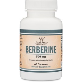 Double Wood Supplements Berberine Supplement 500mg, 60 Capsules (Third Party Tested, Non-GMO, Gluten Free, Vegan Safe) AMPK Activator - Berberine HCL for Cardiovascular Health by Double Wood