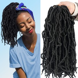 14 Inch Faux locs crochet braids 6Pscks New Soft Locs Crochet Hair Pre Looped Long Synthetic Goddess Locs Crochet Braiding Hair Extension for Black Women (1B#, 14Inch (Pack of 6))