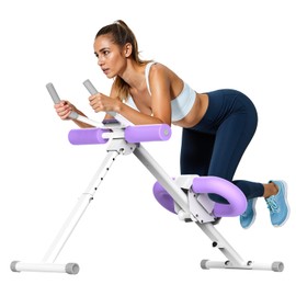 OWLSKY Ab Machine, Adjustable Ab Trainer Machine for Abs Workout at Home Gym, Foldable, Knee Protection, Abdominal Trainer for Stomach Workout Purple
