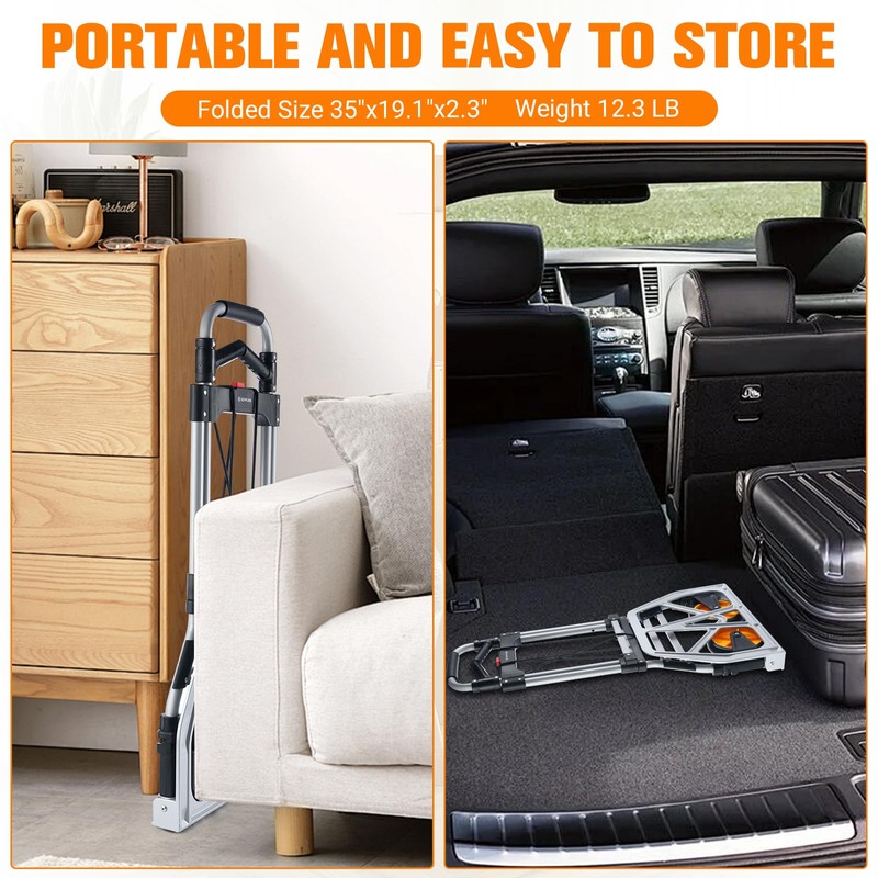 380 LB Capacity Folding Hand Truck Heavy Duty Foldable Dolly