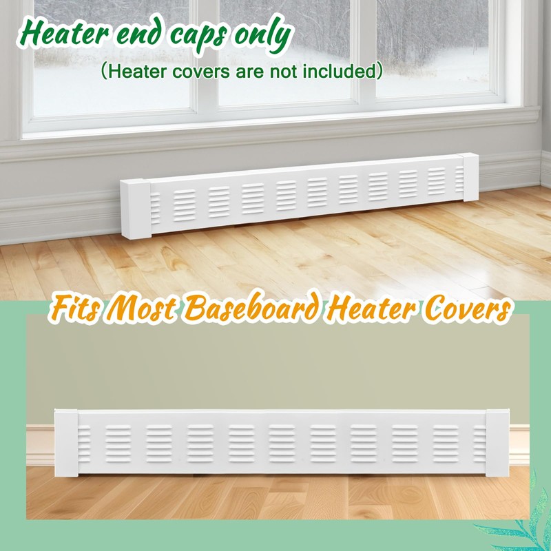 Gandeer 2 Pcs Metal Baseboard Heater Covers End Caps, Left