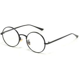 D Lolylad Retro Round Glasses Clear Lens Non-Prescription for Men Women Metal Frame