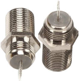 Fohevers Pack of 2 F-type Female Coaxial Connector Panel Mounted Female Socket Solder Connector Adapter F-type RF Coaxial Adapter for FM/AM/Radio DAB Antenna TV Antenna WiFi Video