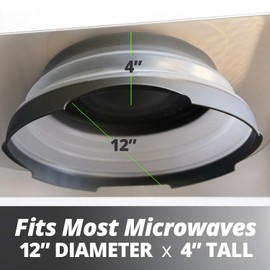 HOVER COVER Magnetic Microwave Splatter Cover with High Power, Strongest Magnetic Grip, Collapsible 12-Inch BPA-Free Food Lid, Vented Plate Guard, Dishwasher Safe, Space-Saving Storage - Gray