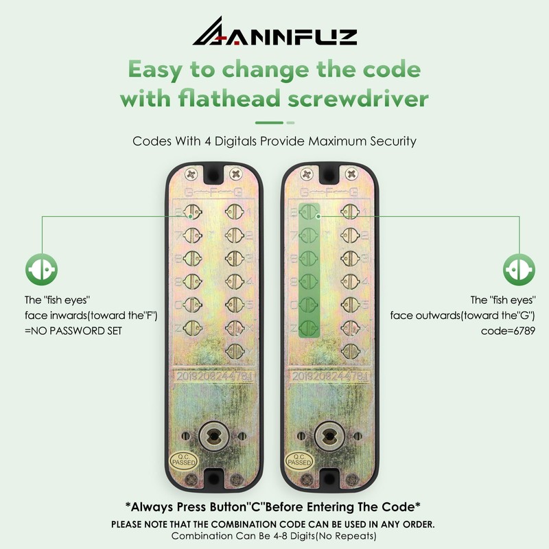 ANNFUZ Pure Mechanical Keyless Entry Keypad Door Knob Lock,Double-Sided Combination&Handle