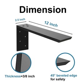 Countertop Support Bracket 4 Pack Heavy Duty Granite Hidden Forward L Shelf Bracket 12" x 6" x 2 1/2" Metal Corbels for Quartz/Wood/Concret/Laminate Countertops