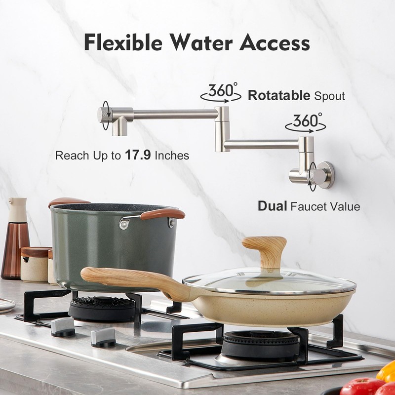 Aktines Pot Filler Faucet with Knob Switch, Wall Mount Over