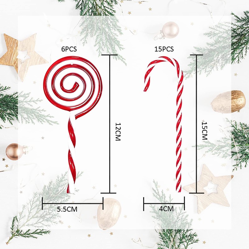 YY-JUNYING 21 PcsCandy Cane Christmas Decorations Candy Cane Decorations Candy