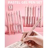 Nicpro 13Pack Pastel Gel Ink Pen Set with Case, Cute