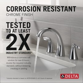 Delta Vesna Brushed Nickel Bathroom Faucet 3 Hole, 8 Inch Widespread Bathroom Sink Faucet for Vanity, Push-Pop Drain Assembly, SpotShield Brushed Nickel 35789LF-SP