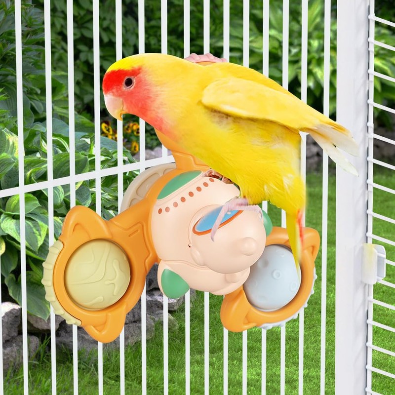 Parrot Spinner Toy, Interactive Parakeet Spinning Toy Bird Cage Hanging