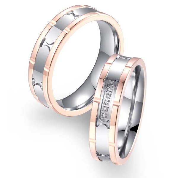 Adreamz Couple Rings for Him and Her Sets Brick Pattern