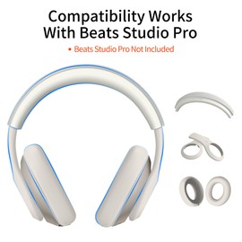 3 in 1 Silicone Case for Beats Studio, Anti-Scratch Ear Pad Case/Shell Cover/Headband Cover and Accessories for Beats (Apricot)