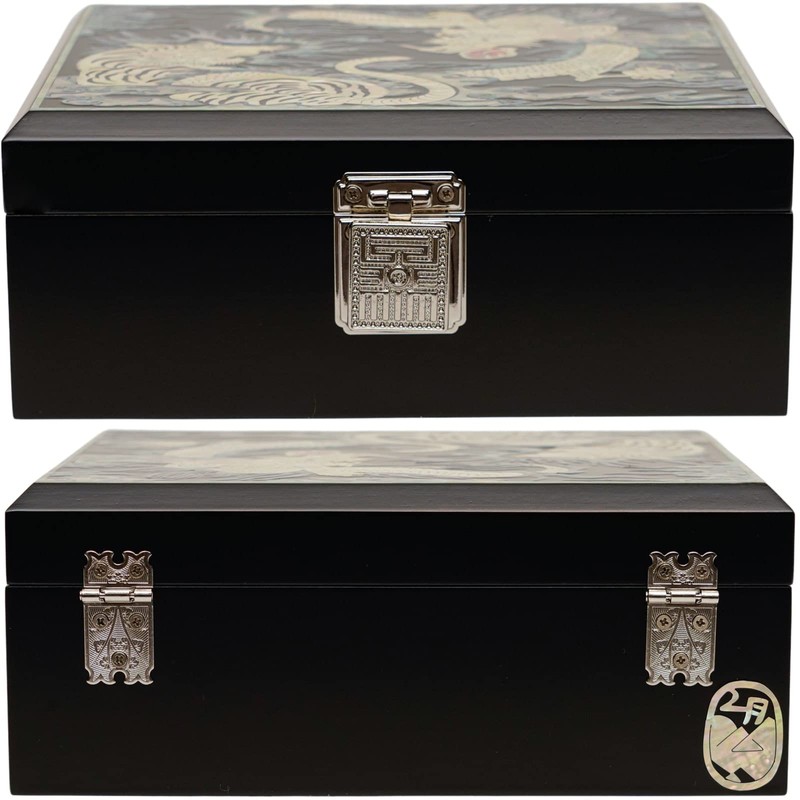February Mountain Mother of Pearl Large Wooden Box with Hinged