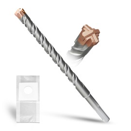 METOTY SDS Plus Drill Bit 14 mm x 260 mm, with 4 Carbide Cutting Edges, Head with Coating, Masonry Drill, Hammer Drill, Concrete Drill, for Stone, Concrete, Natural Stone, Brick Wall