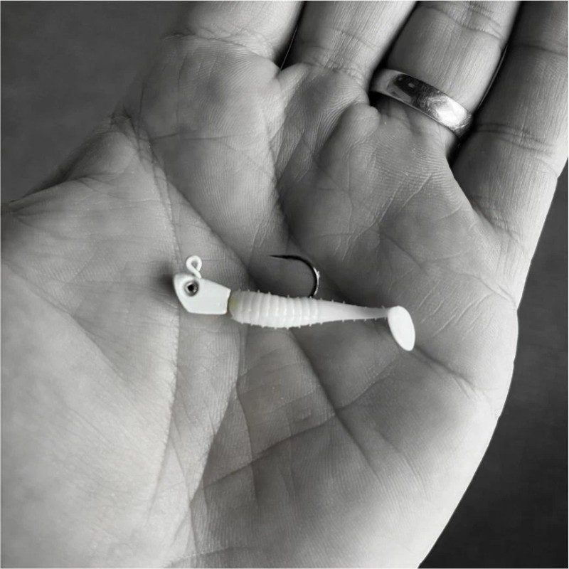 Dynamic Lures Micro Paddle Tail Swimbait, MICRO ATTACK (White) 1.5"