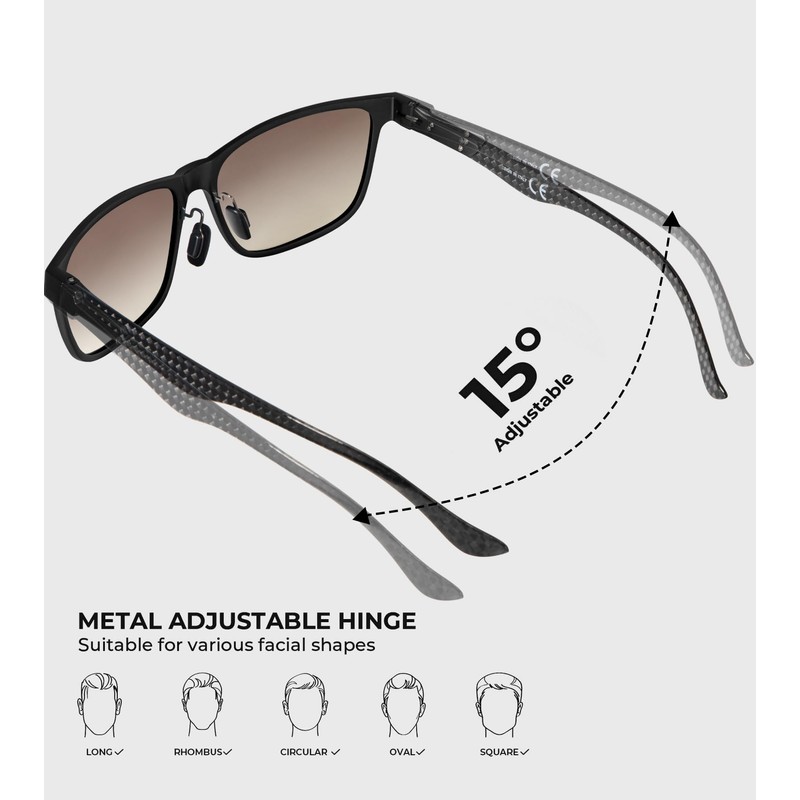 QALLY Carbon Fiber Polarized Sunglasses for Men Trendy Driving Sunglasses