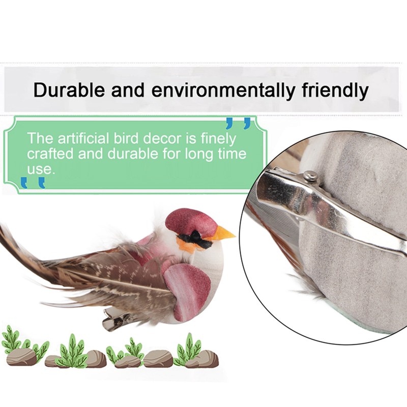 12Pcs Simulation Foam Bird Artificial Bird Decor with Clip Fixing
