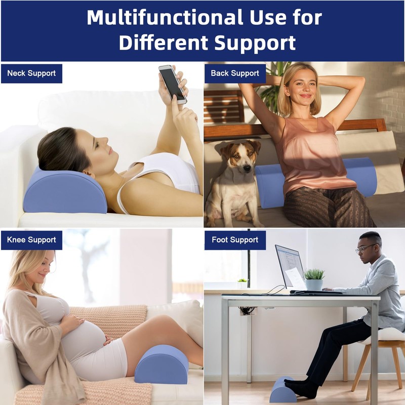 Ruizman Knee Pillow for Back Sleeping - Half Moon Bolster