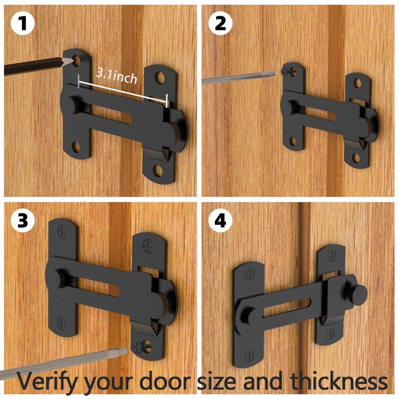 180 Degree Flip Sliding Barn Door Lock for Privacy -