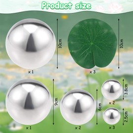 12 Pieces Small Garden Pond Decoration Set, Swimming Balls in Silver, Floating Lotus Leaves, Metal Balls Made of Stainless Steel, Mini Metal Balls and Floating Lotus Leaves for Mini Pond, Garden