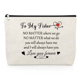 Sister Gifts from Sister Makeup Bag for Women Bestie Christmas Mothers Day Birthday Gifts for Best Friend Cosmetic Bags Friendship Gift for Her Bff Bestie Graduation Wedding Present Travel Pouch