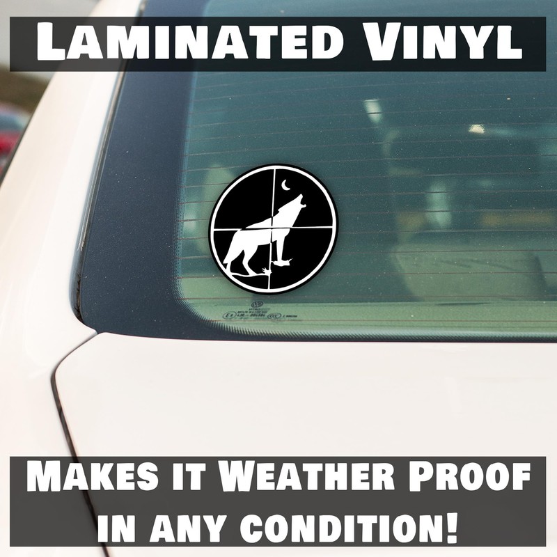 Coyote Hunting Vinyl Decal | 5.5" White on Black |