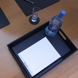 Dacasso A1333 Leatherette Serving Tray with Handles Black