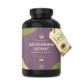 TRUE NATURE High Dosage Artichoke Extract - 360 Capsules - 2400mg (60mg Cynarin) per Day - 90-Day Supply - Genuine French Artichoke Capsules, High Dosage - Vegan - TRUE NATURE