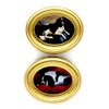 Dollhouse 2 Dog Painting Oval Gold Picture Frame Miniature Accessories