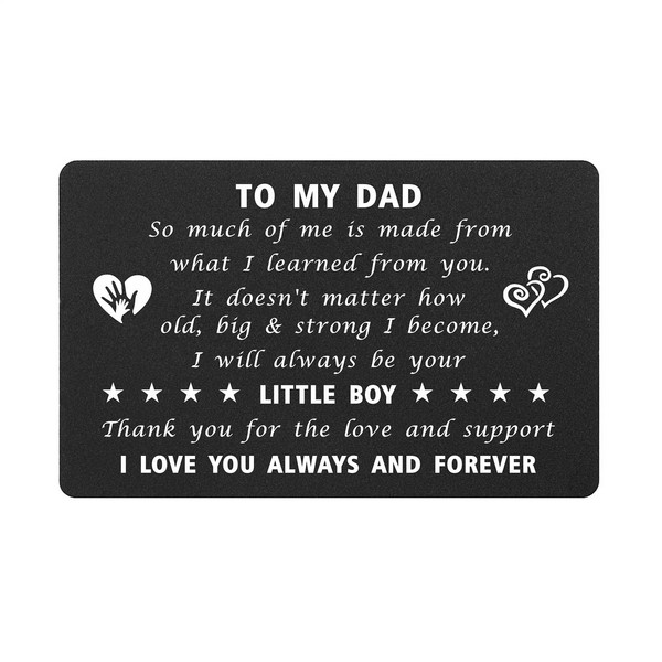 TGCNQ Dad Gifts from Son, Fathers Day Card Gifts from Son - Dad I Will Always Be Your Little Boy, Dad Wallet Card for Christmas Valentines Birthday