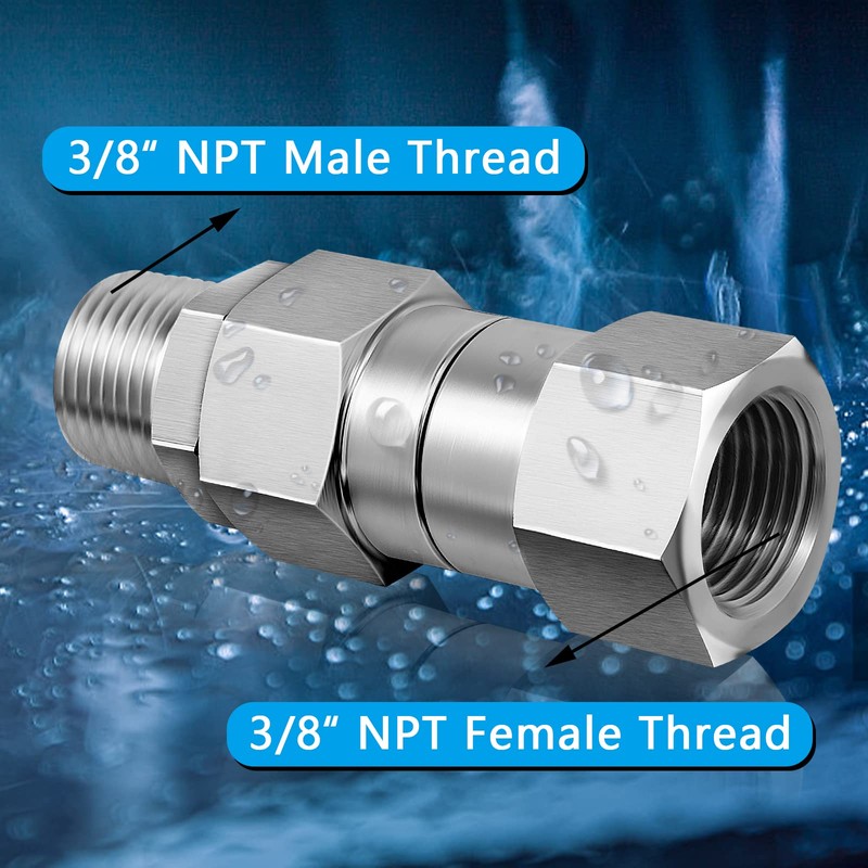 Boltigen Pressure Washer Swivel, 3/8 NPT Thread Pressure Washer Stainless