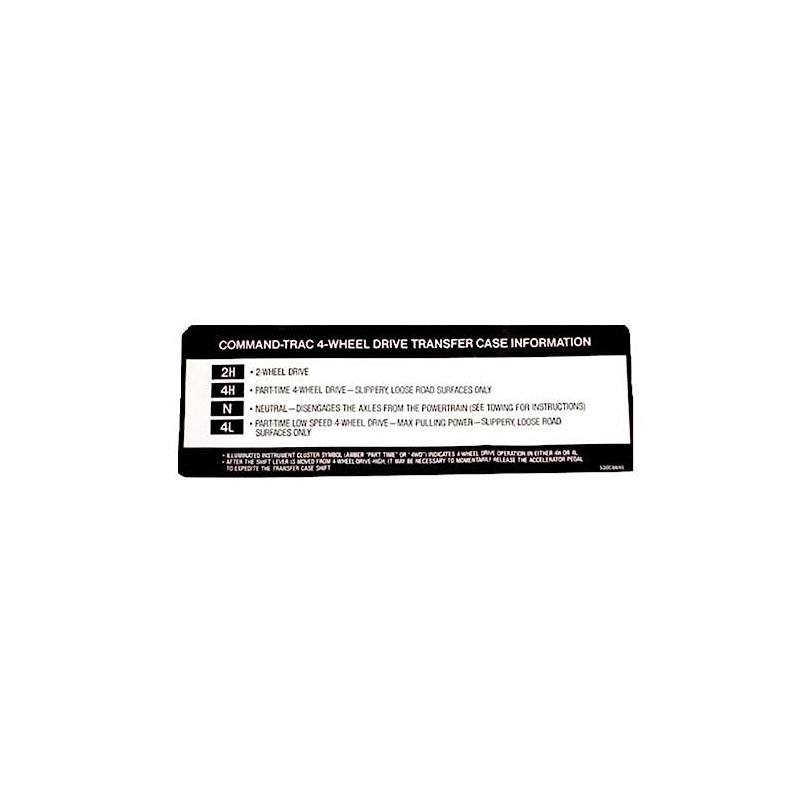 Omix-ADA | 18676.77 | Decal, Transfer Case Sun Visor |