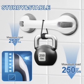 2 Pack Premium Suction Grab Bars for Bathtubs and Showers, 12 Inch Grab Bars, Shower Handle for Disabled and Elderly, Safety Bathroom Assist Handle