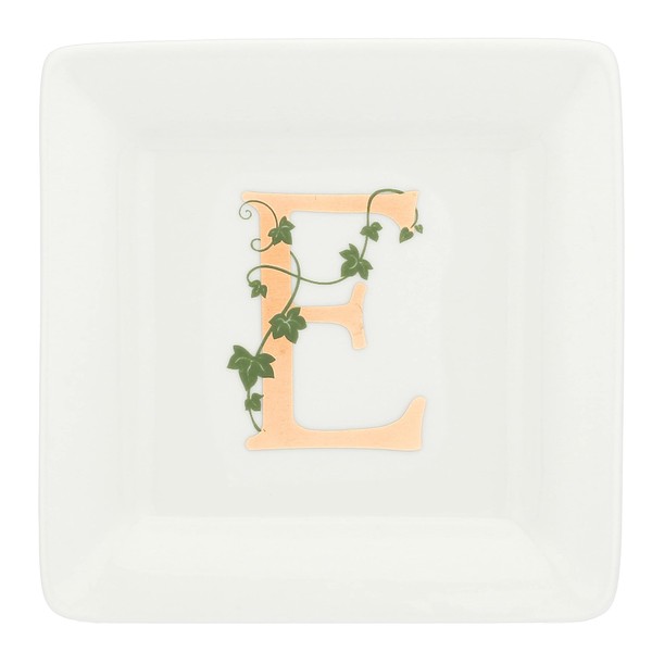 La Porcellana Bianca - Square Letter E Plate - Home Decor, Kitchen - Adorato Line - Gift Idea - Porcelain - 10 x 10 x H 1.5 cm